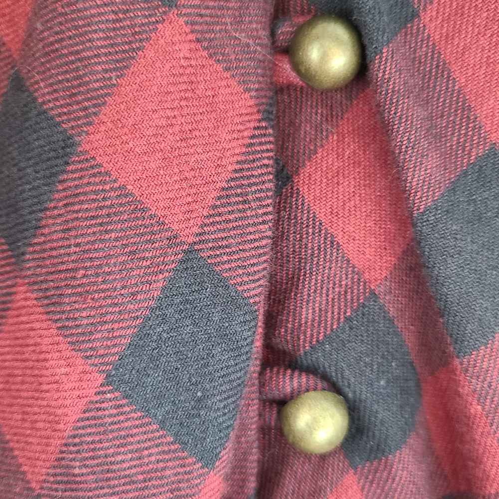 Soft Surroundings Webster Tunic Top Women S Red Burgundy Plaid Embellished Gypsy - Picture 9 of 16